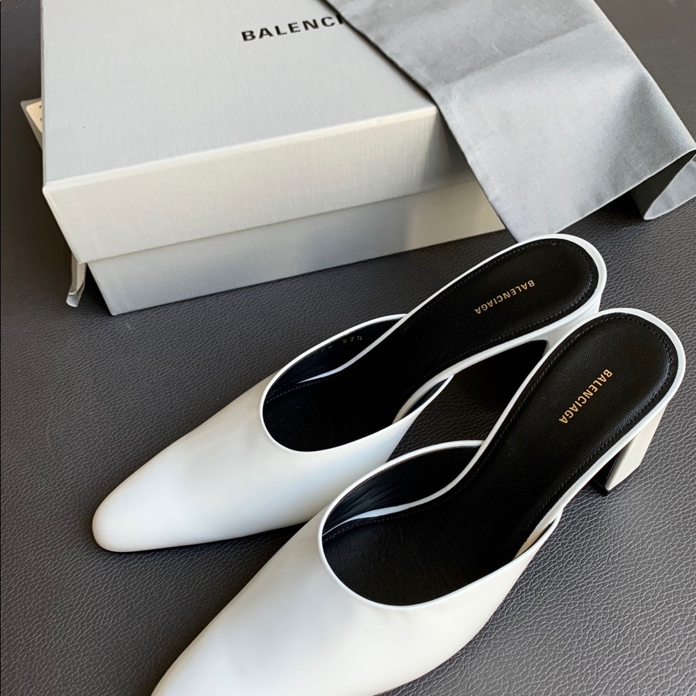 Brand New Balenciaga White Leather Slide Size 7.5 - Picture 7 of 7